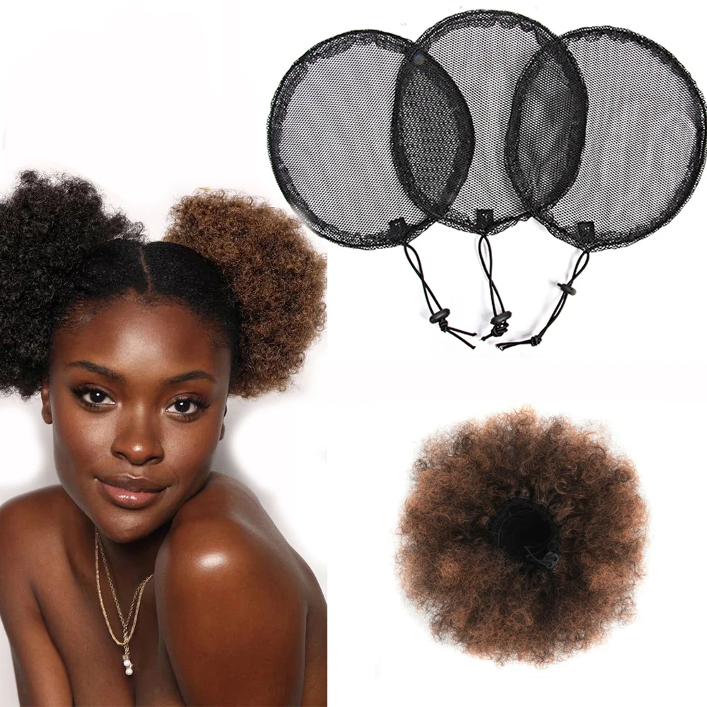 

3Pcs Black Ponytail Hair Net With Elastic Drawstring Ponytail Net Base for Making Hair Bun Hair Wig Making Tool for Women