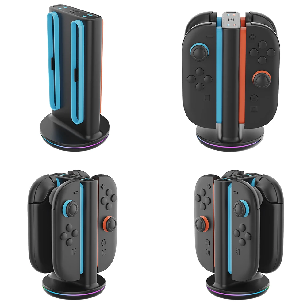 

Магнитная зарядная станция-подставка 4-в-1 с подсветкой для контроллеров Nintendo Switch 2 Joy-Con и аксессуаров