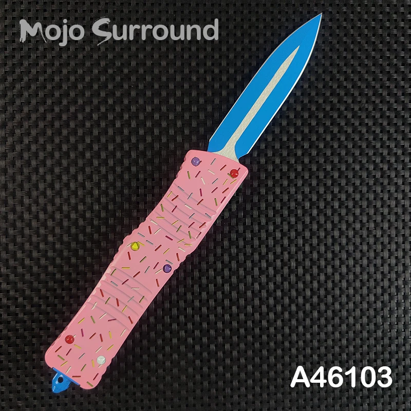 Micro couteau de poche UT70 Troodon Dessert Kokor matut rose Tanto à double tranchant, module D/E, autodéfense, survie, chasse, A46