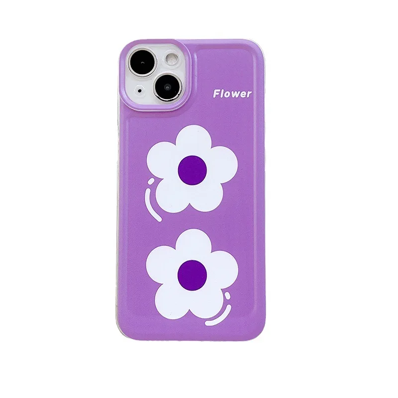 Phone Case For Iphone 15 14 13 12 11 Pro Max Plus X Xs Xr Too Empty Shell Flowers Purple Back Cover Protective Cover image 5