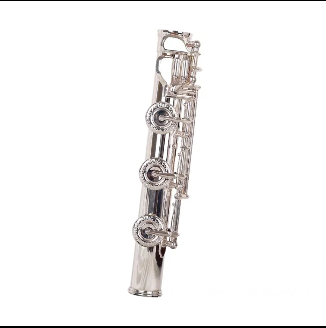 JEK 17-Key G3RBES French Silver Tube Curved Array C Flute with Perforated Embossed