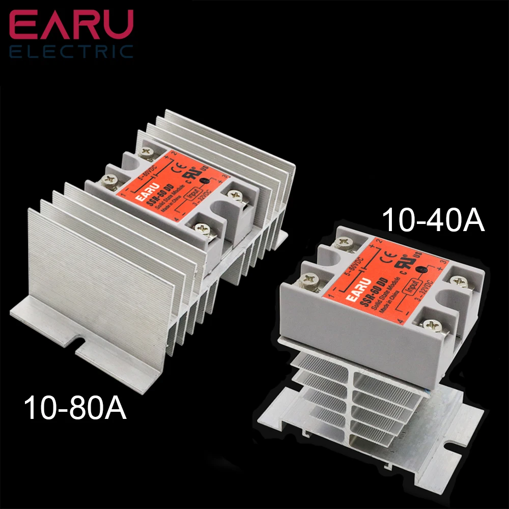 SSR-40DD SSR-60DD SSR 10A 25A 40A 60A 80A 100A 120A Solid State Relay Module DC 3-32V Input DC 5-60V Output Voltage Transformer