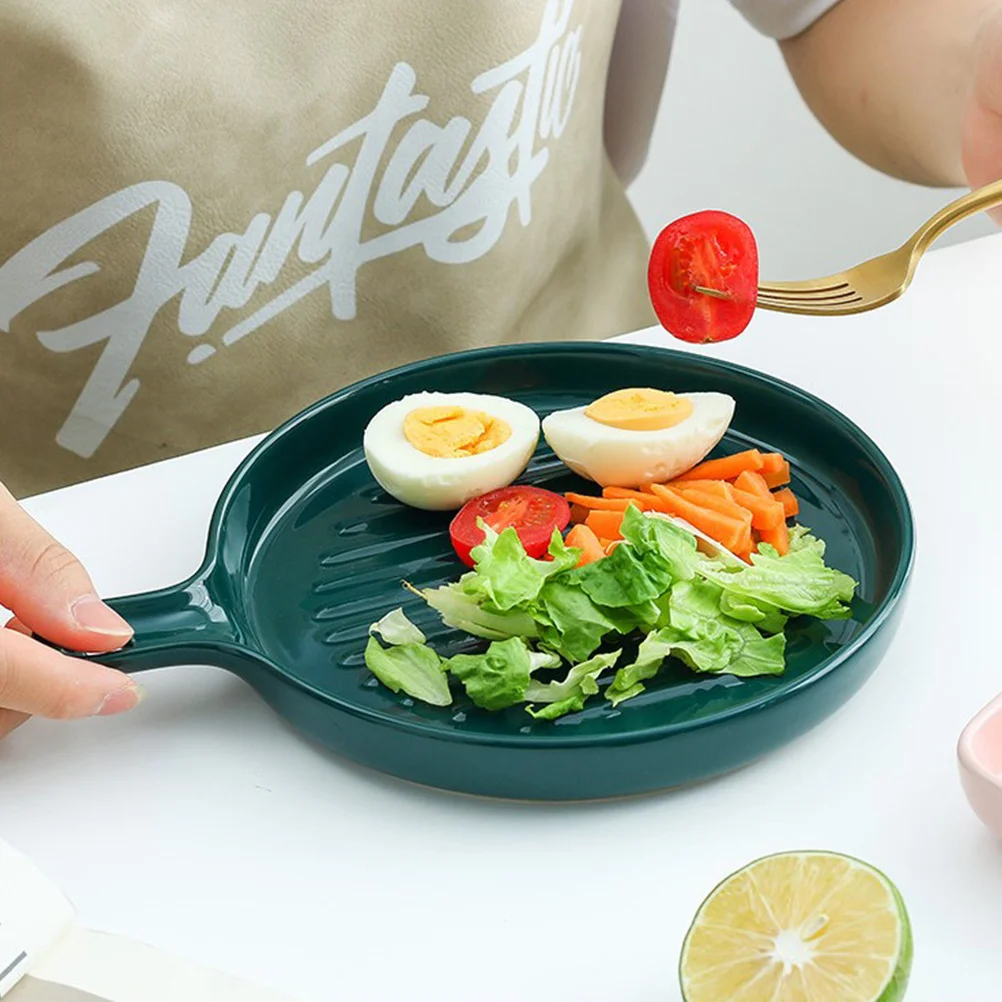 

Керамическая духовка с одной ручкой, безопасная тарелка для выпечки, сервировочное блюдо для еды, обеденная тарелка, десертные закуски, блюдо для западной еды