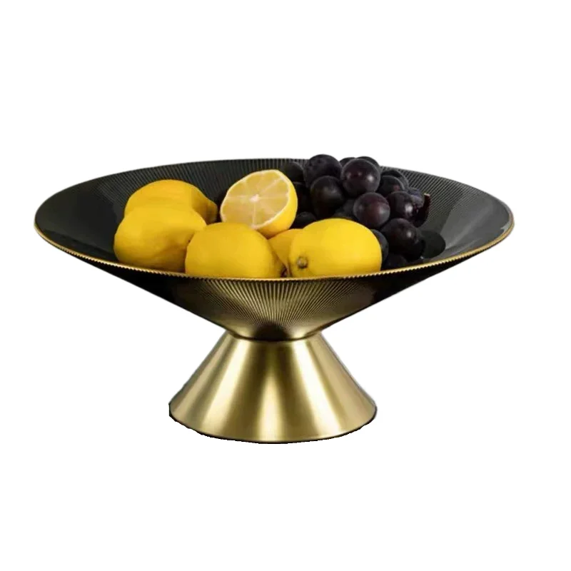 French style [Light Luxury Gold-Edged Glass Fruit Plate] designer high-aesthetic desktop ornament