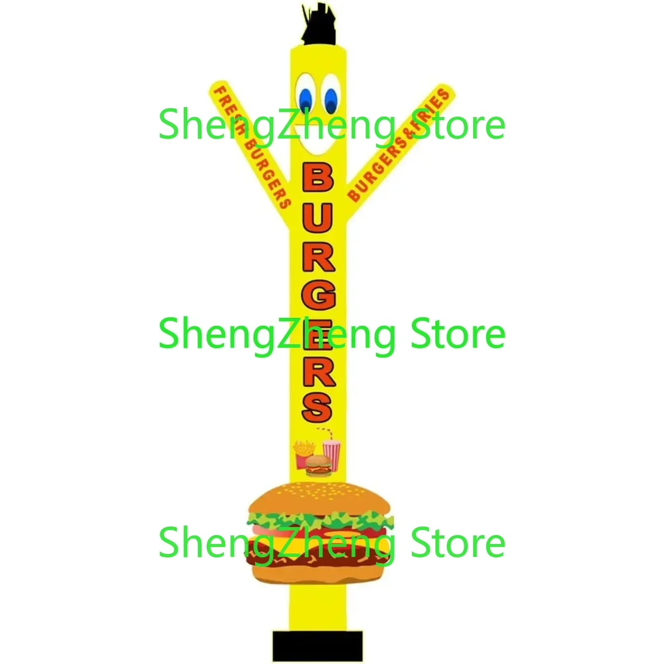 

1Pcs 18ft Tall Fresh Burgers Air Inflatable Dancer with Delicious Fries Coldrink & Burger Sign Tubeman （Blower Not Included）