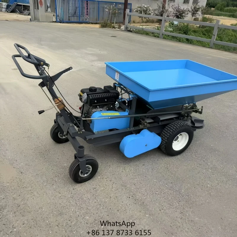 New Self-propelled Manual Composting Spreader Double Disc Lawn Spreader Wide Area Rotating Garden Fertilizer Spreader