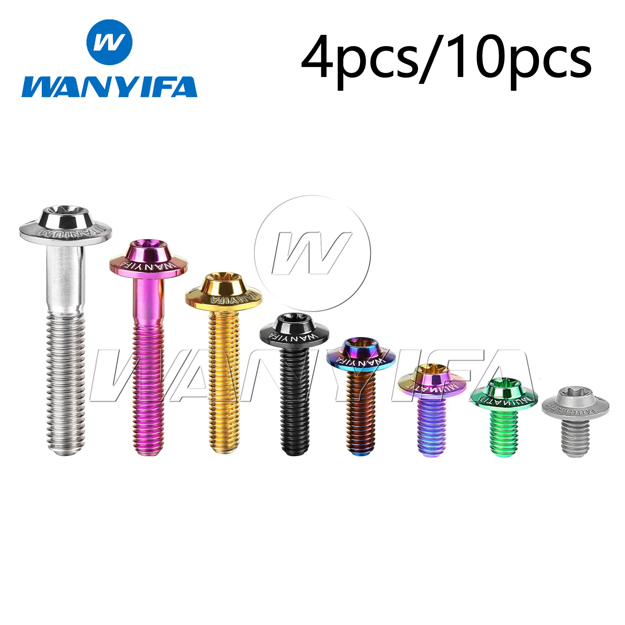 Wanyifa Titanium Bolts M5 M6x10 /12/15/20/25/30/35mm Butterfly-Bevel Head  for Motorcycle Disc Brakes Inner Thread Screw 4/10pcs