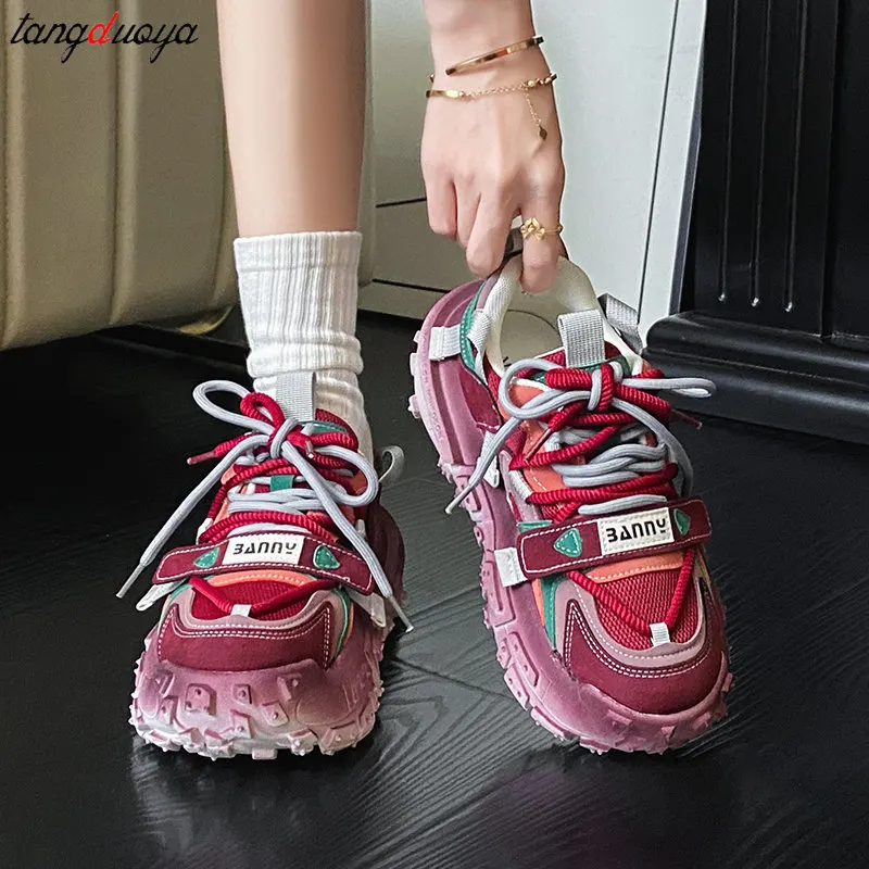 New Women's Causal Sneakers Summer Shoes Fashion Breathable Lace Up Sports Shoes Women Trend Versatile Platform Walking Shoes