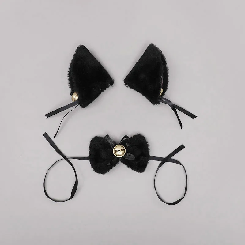 Soft Animal Cat Ears Headband Animal Ears Headdress Kitten Ear Hairband Halloween Christmas Cosplay Anime Costume Bowtie Lolita