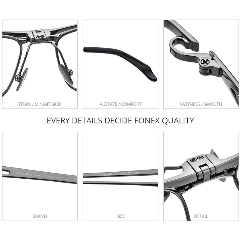 FONEX 180 ยฐ Flip Titanium montatura per occhiali da vista uomo 2022 nuovi occhiali quadrati montature complete occhiali coreani F8043