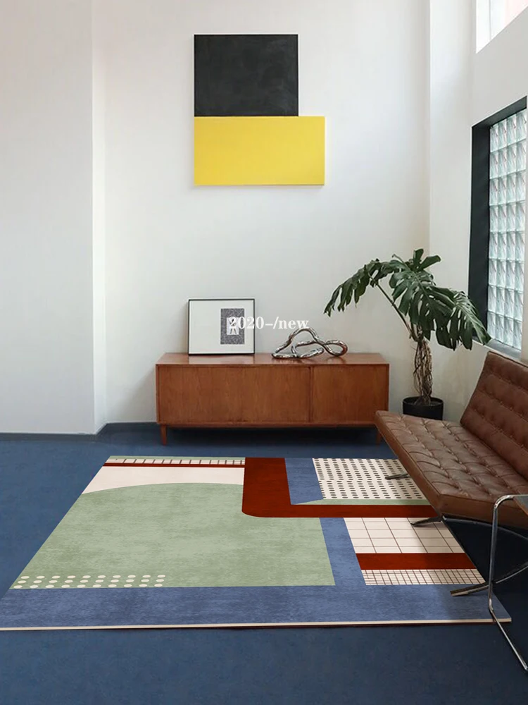 VIKAMA Vintage Geometric Circle Pile Carpet Anti-Fouling And Waterproof Living Room Carpet Bedroom Bed Blanket Home Decoration