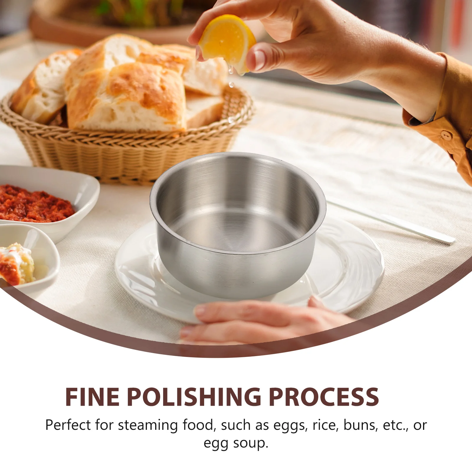 

Stainless Steel Bowl Lid 304 Soup Container Baby Food Kitchen Tableware Lightweight Portable Steamed Egg Bowl Dining Set Camping