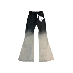 Autumn Rick Men Jeans Women Gradient Flared Pants Y2k Street Wear High Quality Aged Wide Leg Casual Pants