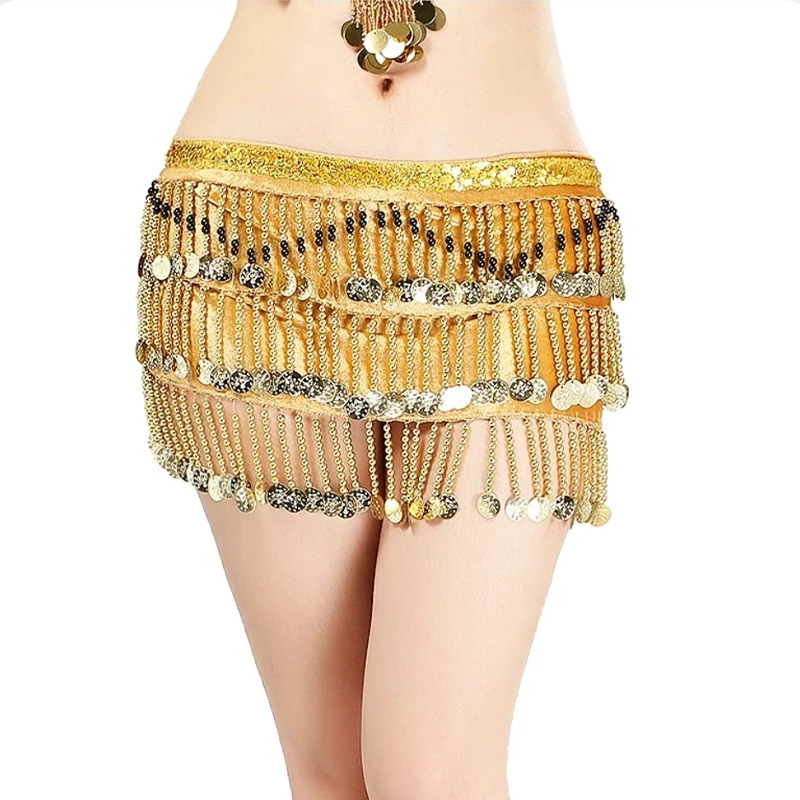 

New Festival Tassel Belly Dance Waist Chain Hip Scarf Practice Performance Clothes Coins Belt Dancing Belt Dancer's Accessories