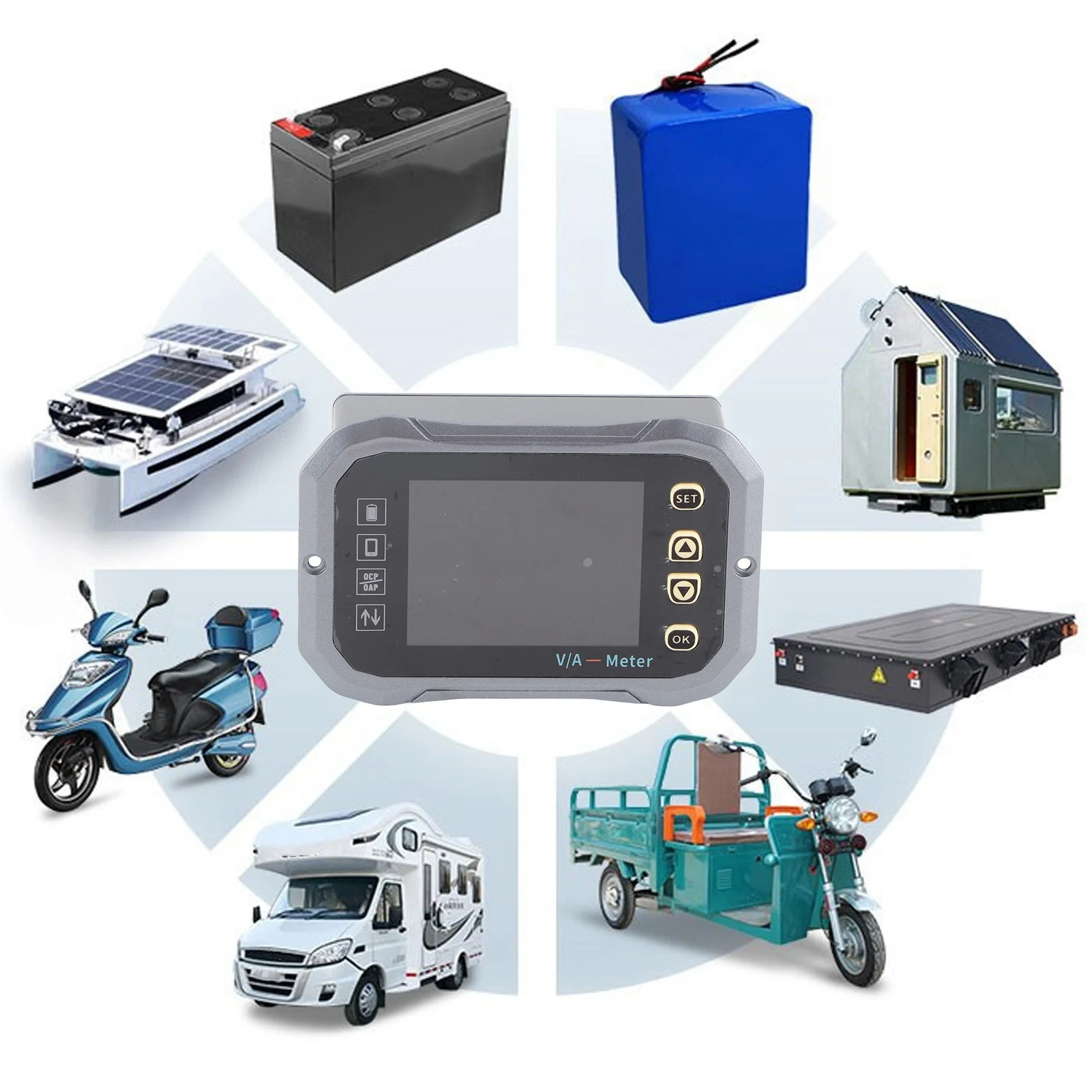 شاشة بطارية ذكية 100A مع شاشة ملونة تحويلة RV Coulombmeter الجهد الحالي قدرة الطاقة متر RV مراقبة البطارية الذكية