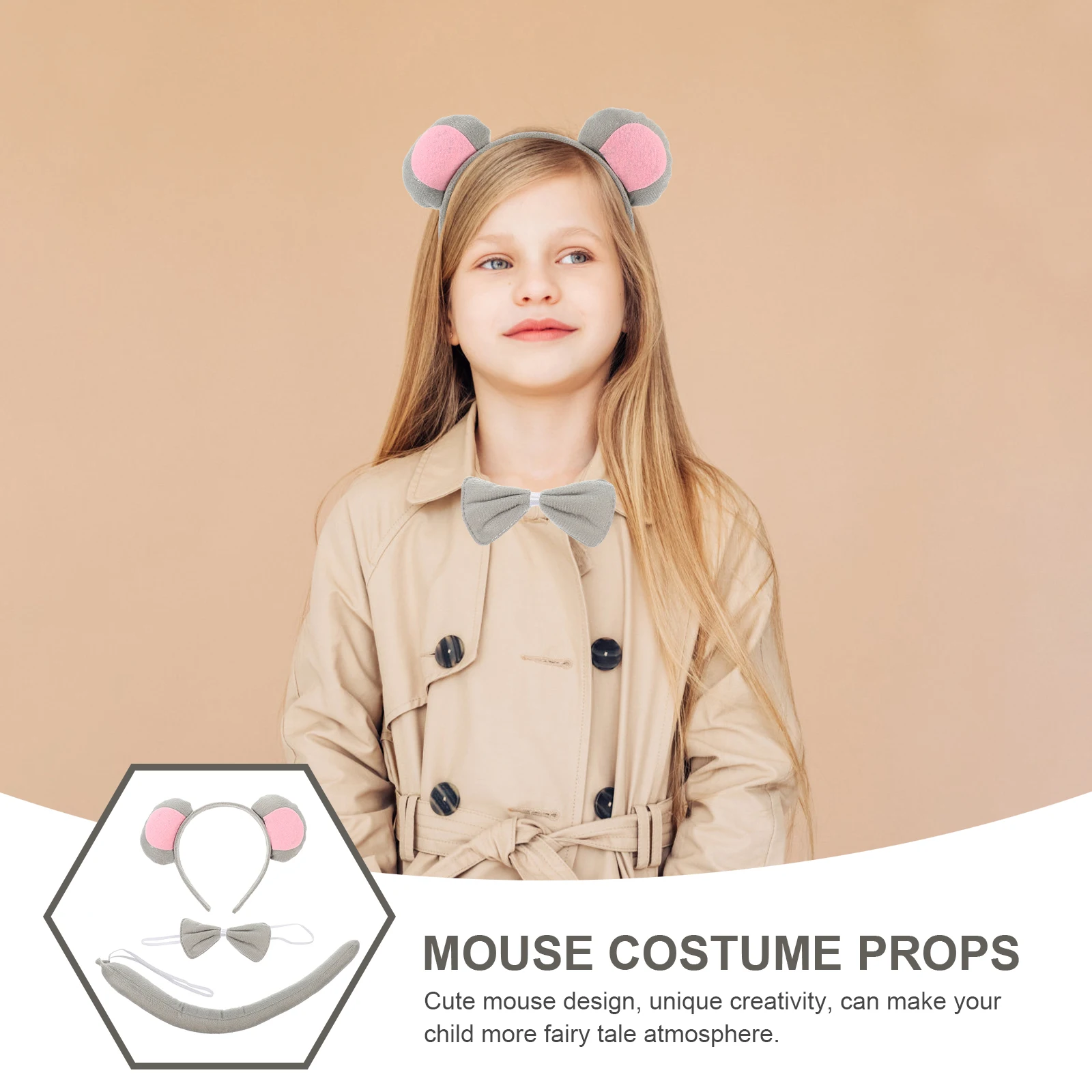 

3 pcs Kids Kids Bow Baby Bow Tie Tie Fun Mouse Headband Party Supplies Costume Fun Mouse Tail Props Halloween Gifts