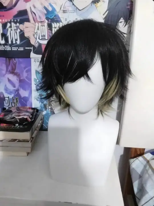 Towa Cosplay Synthetische Männer Kurze Schwarz Gelb Cosplay lichte schade Perücke Hitzebeständige Haar Halloween Party Perücken