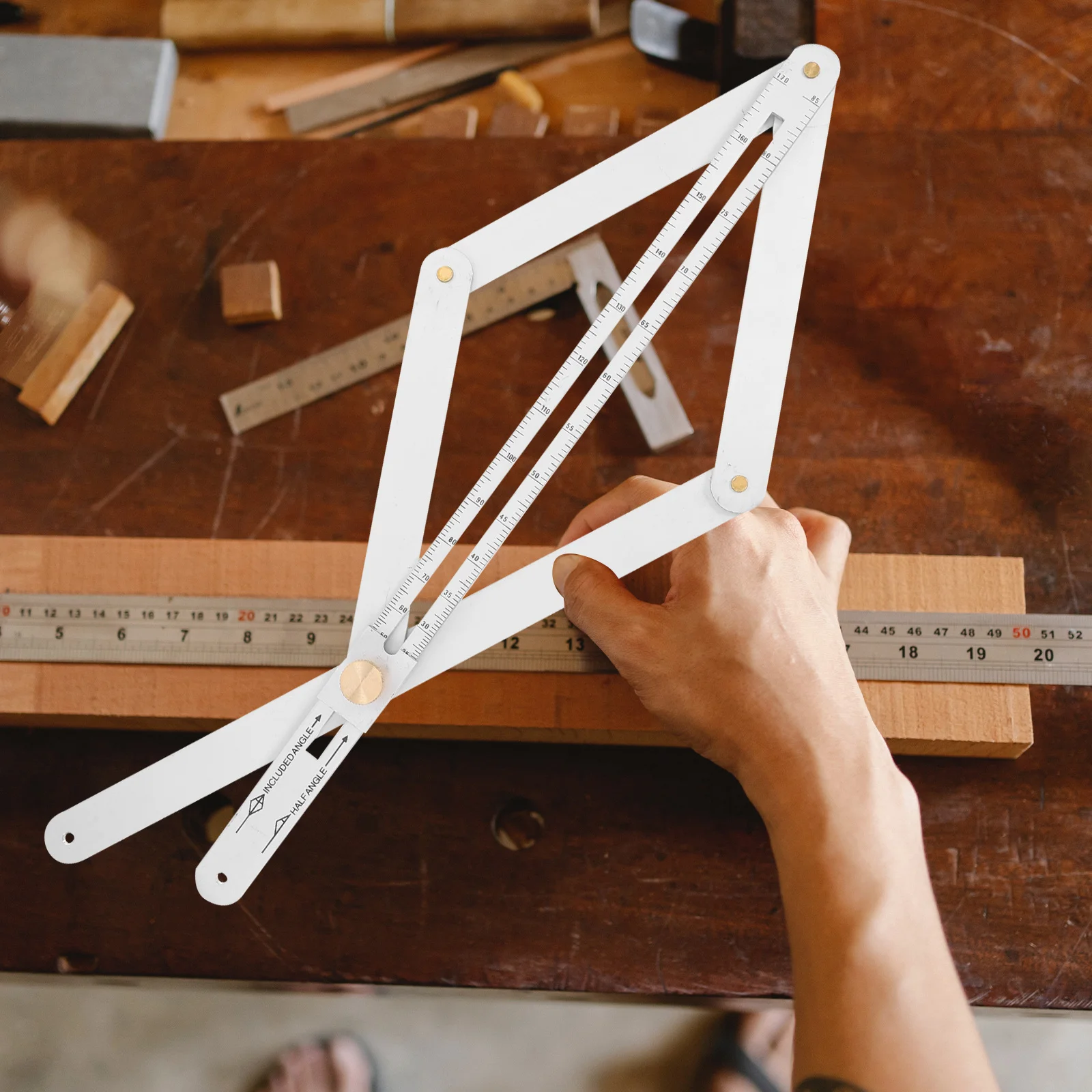 

Multifunctional Protractor Angle Ruler Carpenter Measuring Tool for Home Improvement Woodworking Stainless Steel