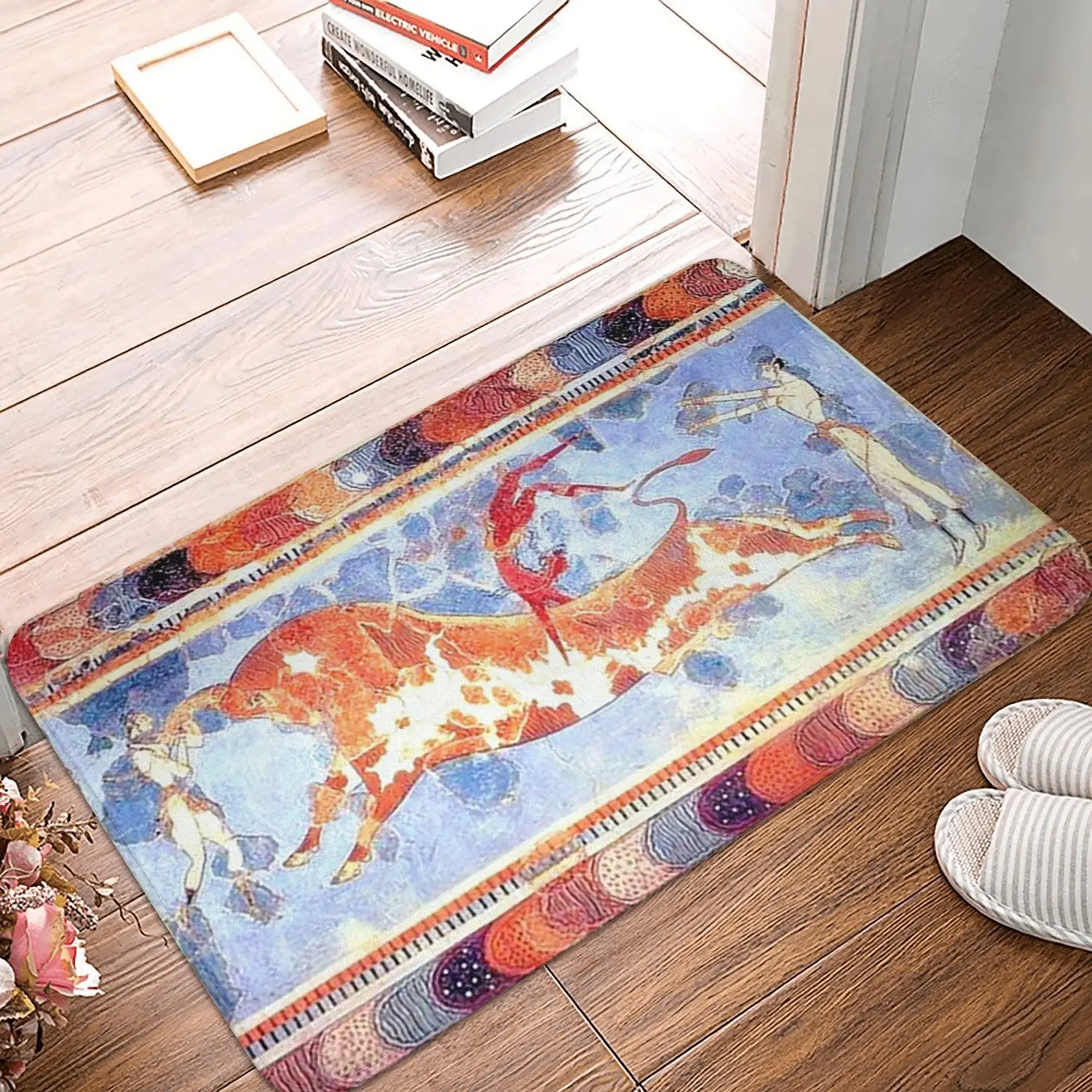 Minoan Bull Leaping Fresco Anti-slip Doormat Floor Mat Antiwear Carpet Rug for Kitchen Entrance Home Living room Footpad Mats