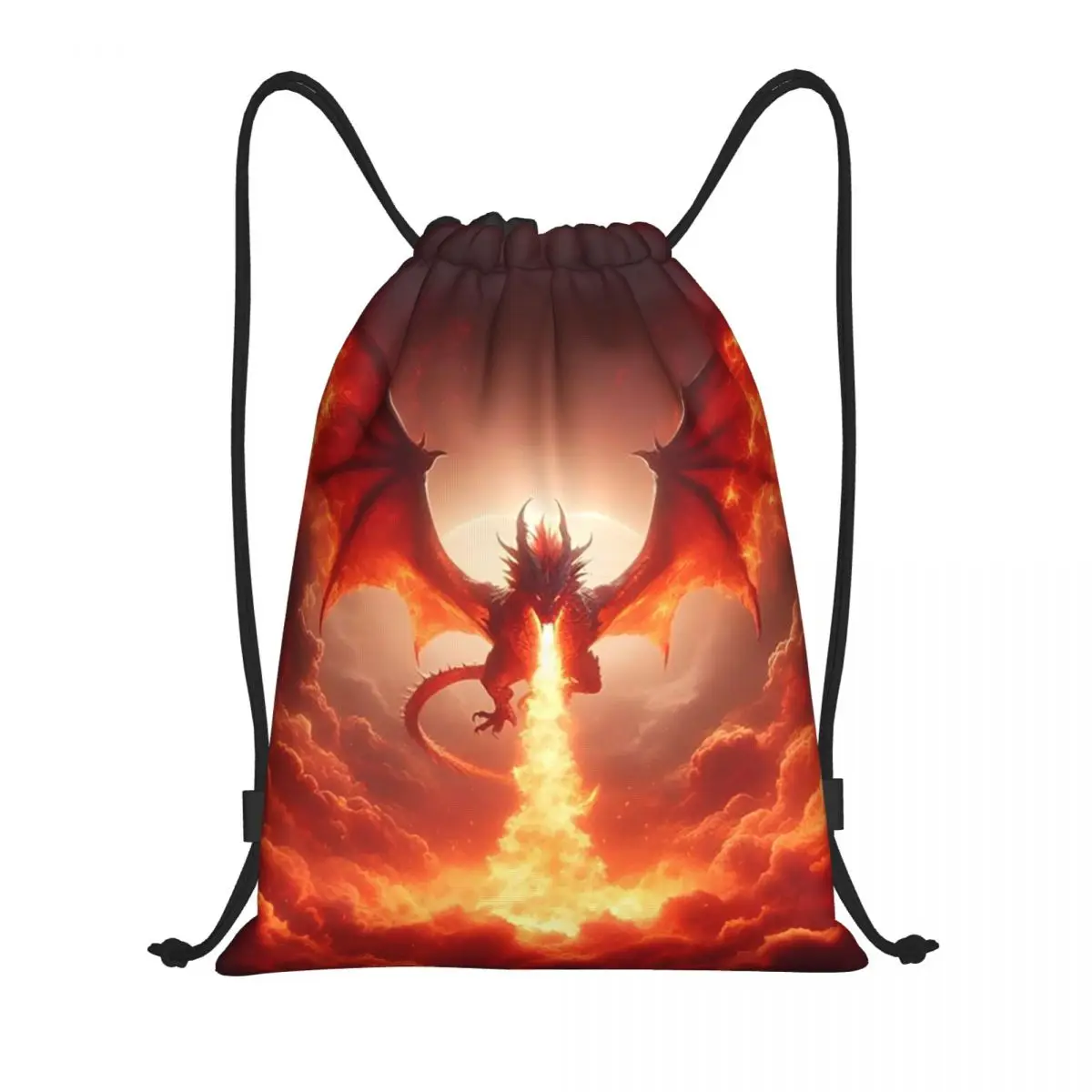 

Dragon In The Fire Backpacks Fashion Drawstring Bags Shoes Bag Book Bags for Travel Students