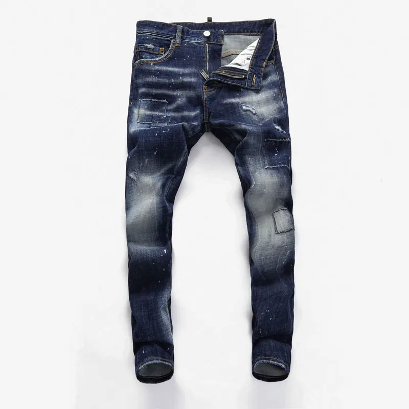 

Latest designer fashion new men's jeans stretch slim fit retro blue jeans high hip-hop brand high-quality pants hombre