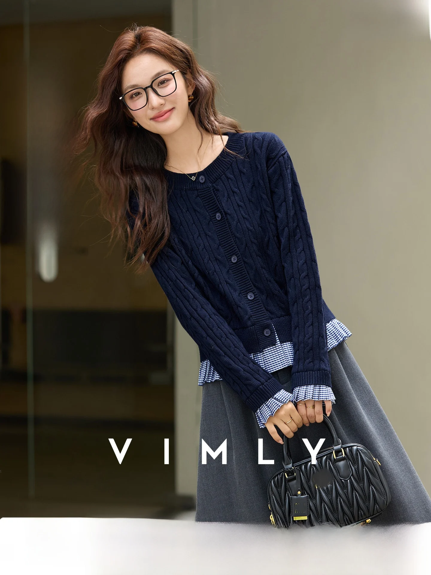 

Women's Plaid Splicing Knitted Open Cardigan Regular Sleeve Long Autumn New Style Casual Style Polyester Fiber Commute Wear