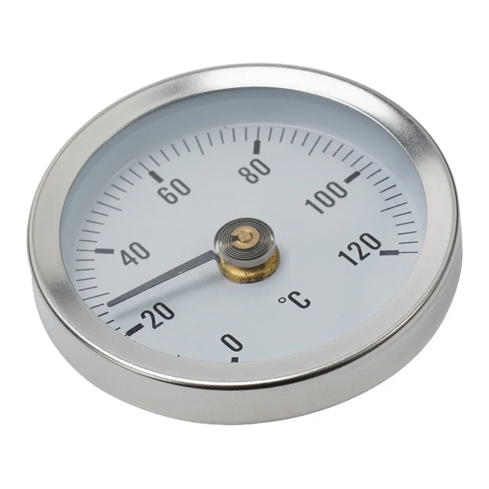 0-120 ℃   Termometro a tubo con morsetto in acciaio inossidabile sulla molla di riscaldamento del tubo Strumento industriale a molla con indicatore di temperatura in metallo da 63 mm