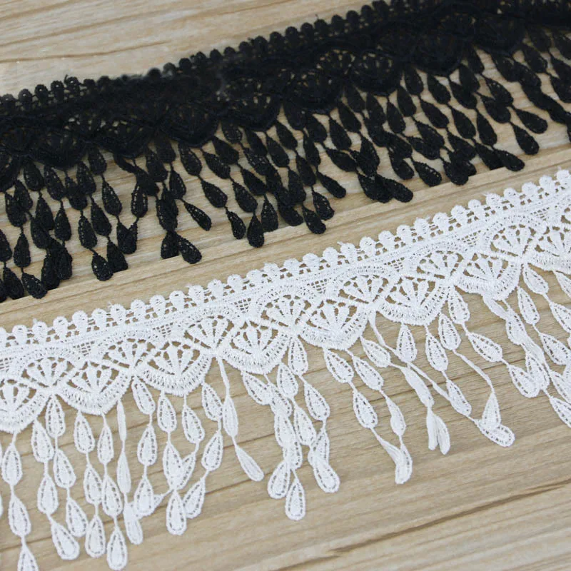 (1 Yards/roll) 70mm White And Black Silk Net Lace Fabric Ribbons Trim DIY Sewing Handmade Craft DIY Materials