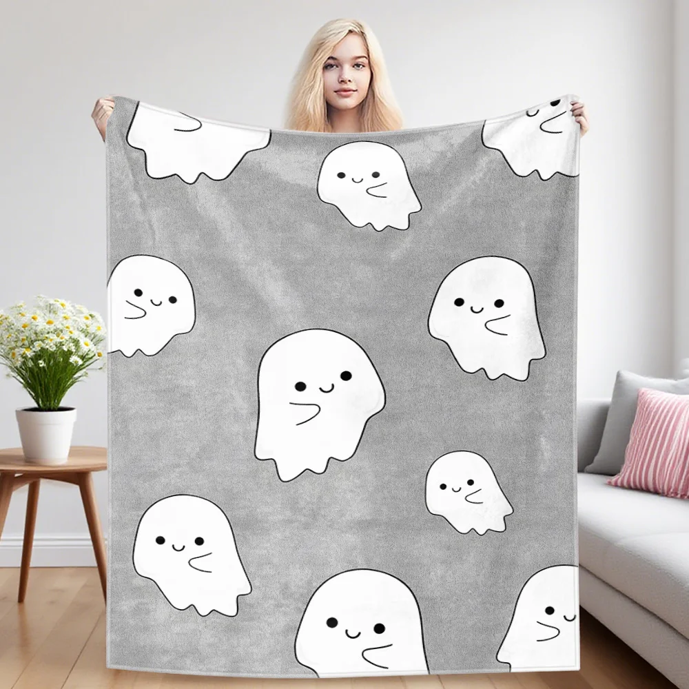 Soft -Ghosts Winter And Summer Dual-Use Comfortable Flannel Blanket, Soft And Sticky Sofa Cover Blanket, Exquisite Gift