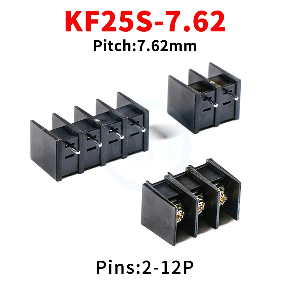 (5 pcs) KF25S-7.62 Straight Plug 300V/20A 7.62mm Pitch Fence Type Terminal Block Side Pin Position 2-12Pin