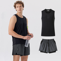 Men's Quick Dry Running Suit Sports Vest Set Gym Clothing Fitness Training Sportswear with Shorts for Jogging Tracksuit