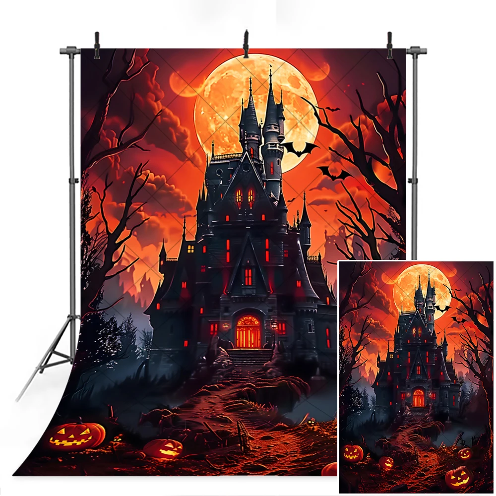 Happy Halloween Party Horror House Evil Pompoen Verticale Achtergrond Custom Volwassen Kinderen Muur Fotografie Poster Decor Achtergrond