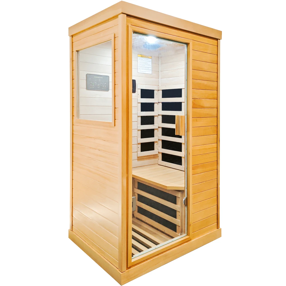 Personal Infrared Sauna Room Single Person Home Use Far Infrared Therapy Cabin with Timer and LED Light
