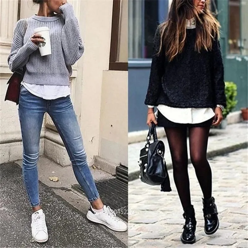 กระโปรงสีดํา กระโปรงเสื้อฤดูใบไม้ผลิ กระโปรงผู้หญิง เสื้อกันหนาวปลอม เสื้อกันหนาวสไตล์เกาหลี กระโปรงด้านล่าง เสื้อกันหนาวด้านล่าง เสื้อปลอม กระโปรงสะโพก