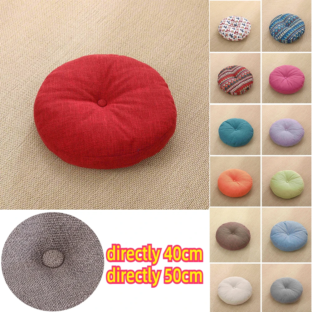 

1PC Linen Seat Cushion Soft Cotton Filling Thicken Sofa Balcony Back Pillow Hip Protective Circular Home Office Chair Car Seat