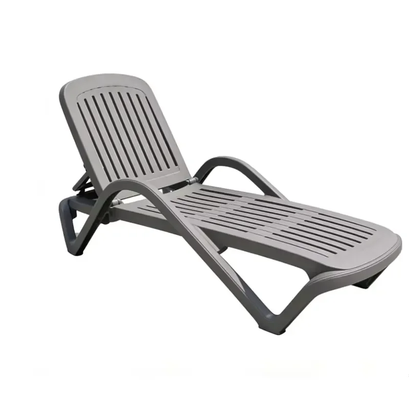 Modern Moon Shaped Plastic Folding Lounge Chair Outdoor Patio Garden Poolside Beach Deck Furniture Stylish Relaxing Seat