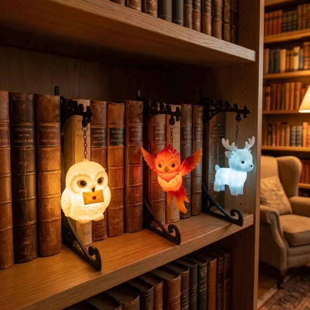 Vintage Owl Bookshelf Lamp Deer Bird Wrought Iron Library Lantern Fairy Style Fantasy Reading Nook Light Home Decor