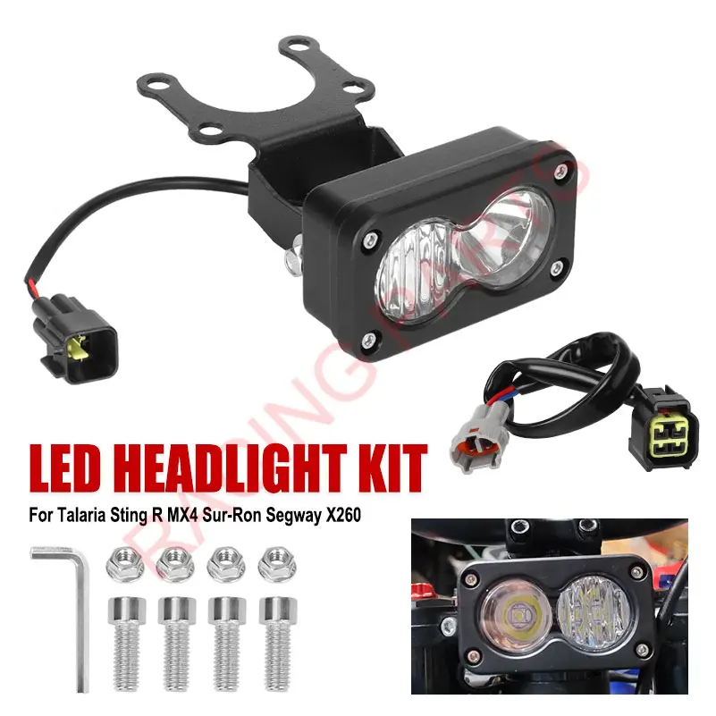 For SurRon Light Bee X Segway X260 Talaria Sting MX4 MX3 Plug N Play 20W Headlight Switch White Spot Flood Led Pod Combo Kit