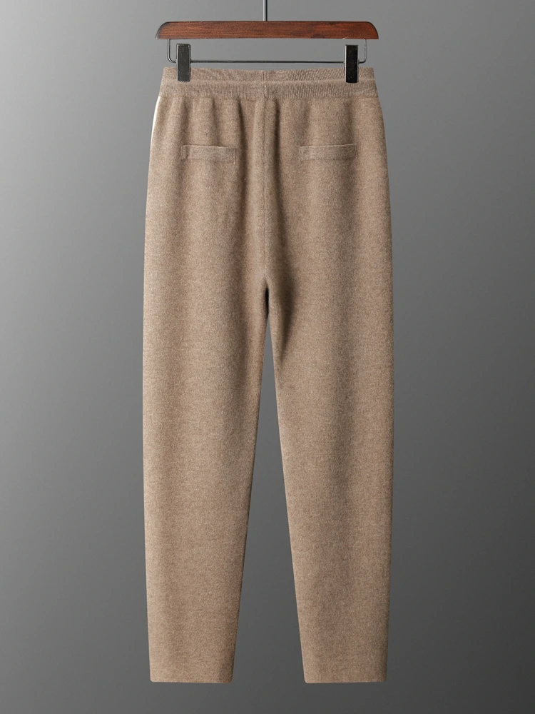 MEETCC Luxury Men's Cashmere Hooded Cardigan Suit Autumn Winter Sport Casual Sweater 100% Cashmere Pencil Pants Thick Knitwear