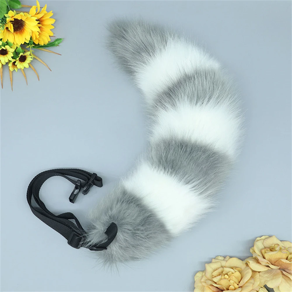 Adjustable Belt Plush Animal Tail Bear Wolf Cosplay Accessories Role Play Party Anime Fox Performance Costume Props For Woman