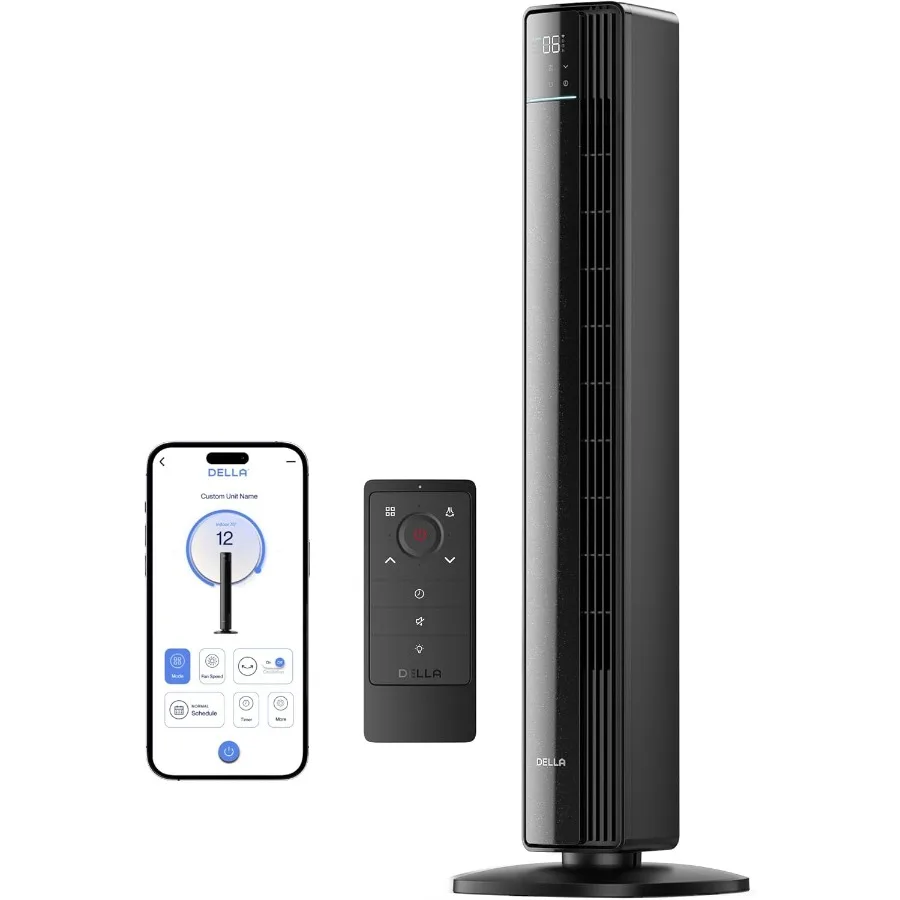 

42 Smart Tower Fan Ultra Quiet 23dB Cooling Fan with 12 Speeds 90 Oscillating 28ft/s Airflow DC Motor 24H Timer Voice/App/Remot