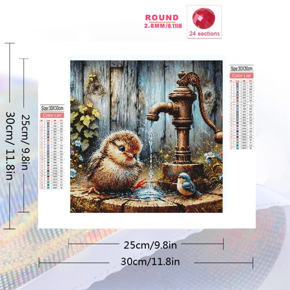 Evershine Animal Diamond Art Painting Bird Acrylic Craft Supplies Mosaic Water Well DIY Rhinestones Embroidery Home Decor