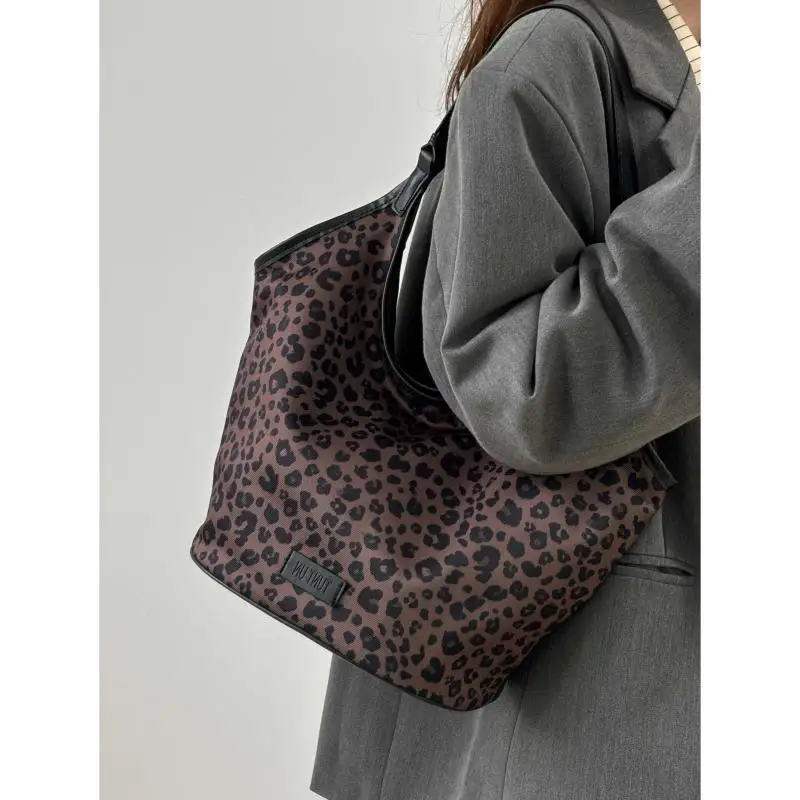 GAINNY Vintageขนาดใหญ่Leopard Toteกระเป๋าแฟชั่นผู้หญิงY2kกระเป๋าสะพาย2024เกาหลีแฟชั่นความงามใหม่กระเป๋าถือหญิงเยาวชน