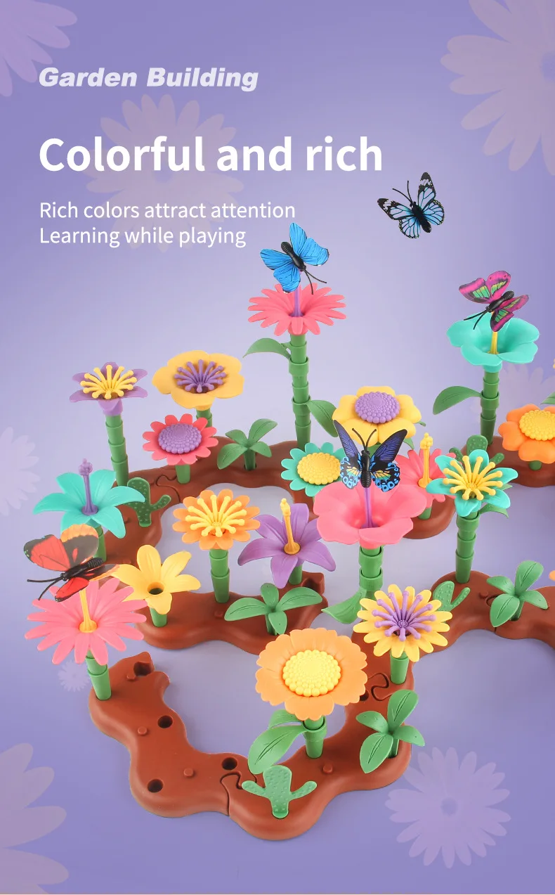 Conjunto de arquitetura de jardim de flores, brinquedos de construção, bloco de construção diy, planta, brinquedos educativos criativos de empilhamento