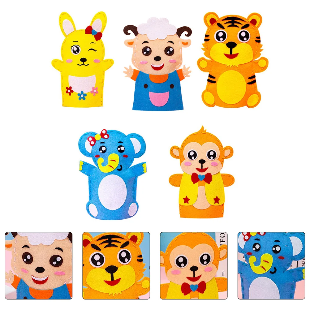 5 conjuntos diy kit de fantoches de mão criativo role play suprimentos para o jardim de infância classe de arte pai criança fantoches de mão material diy