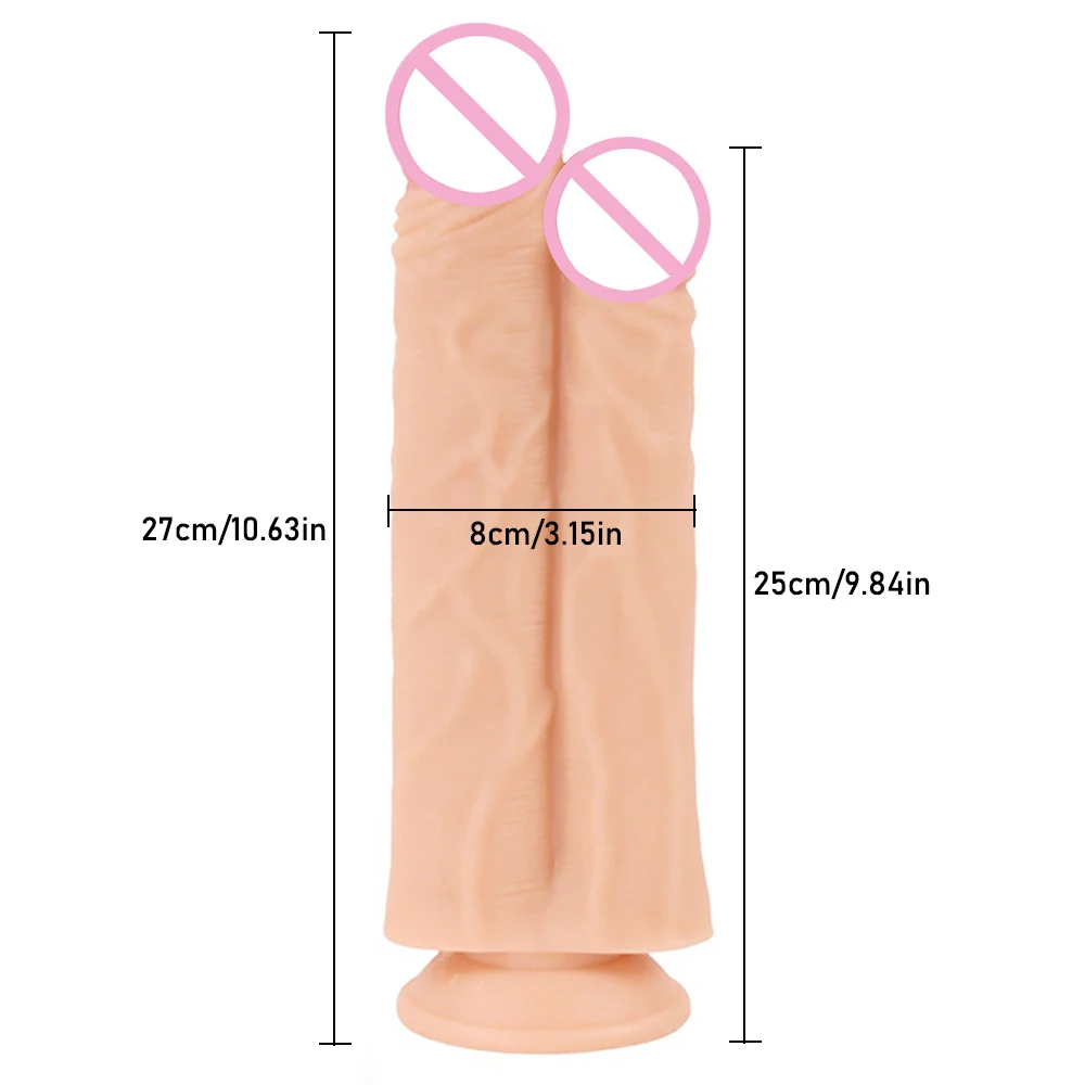 27CM*8CM Oversized Realistic Double Dildos Soft Skin Feeling Huge Penis Thick Phallus Big Dick Sex Toys for Female Masturbation