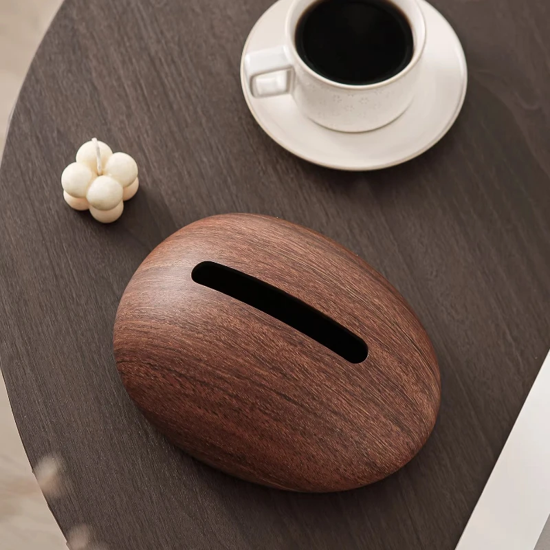 

Walnut Wood Grain Tissue Box Cover Creative Paper Towel Holder for Living Room Modern Napkin Dispenser Box Premium Tissue Case