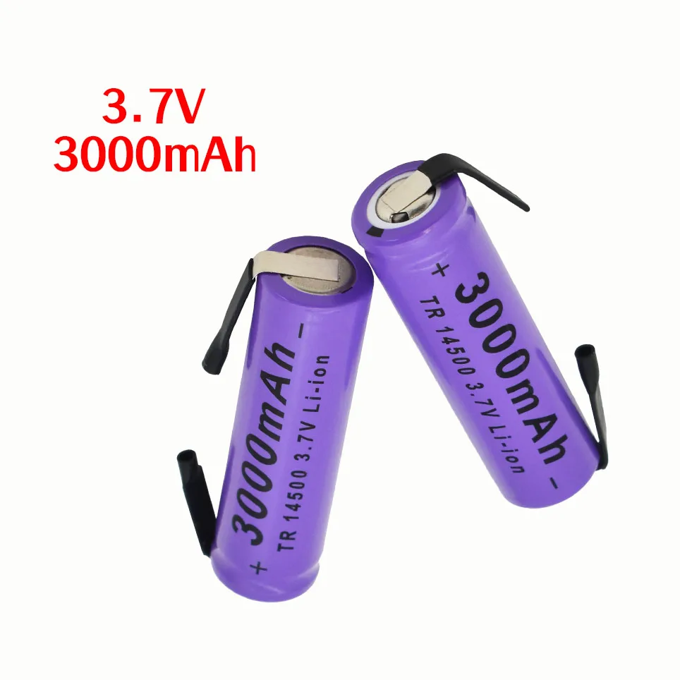 ICR 14500 Lithium Battery 3.7V 3000mAh Rechargeable Batteries Welding Nickel Sheet batteries For LED Flashlight Torch