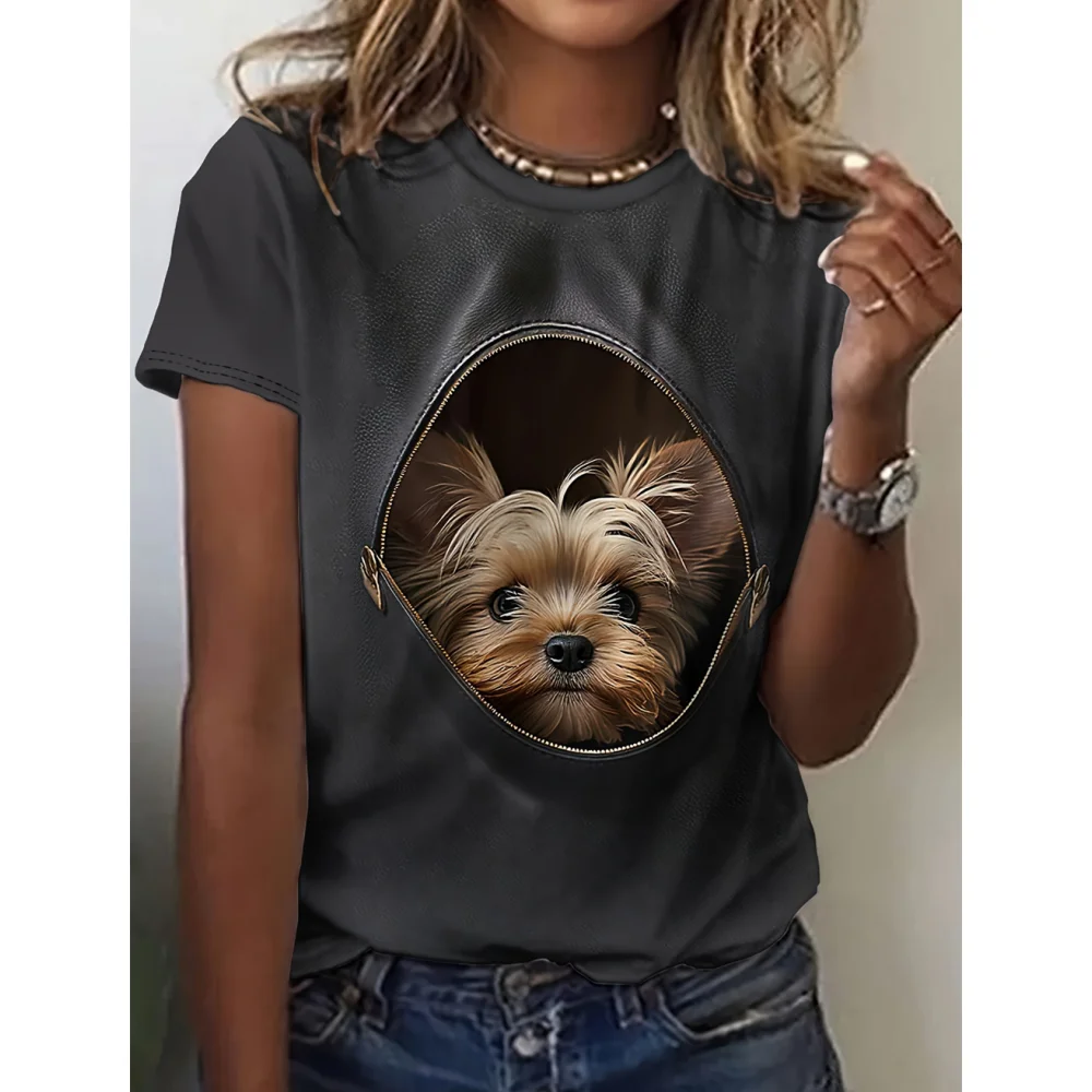 Cartoon Dog Funny Women\'s T-Shirts Cartoon Characters Cute 3d Print T-Shirt Casual Short Sleeve Top Tee O Neck Female Clothing