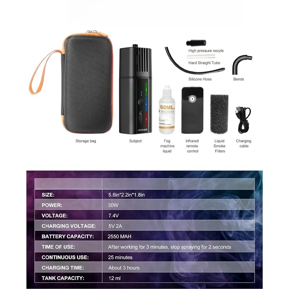 

Remote control portable smoke machine for photography, outdoor events, parties
